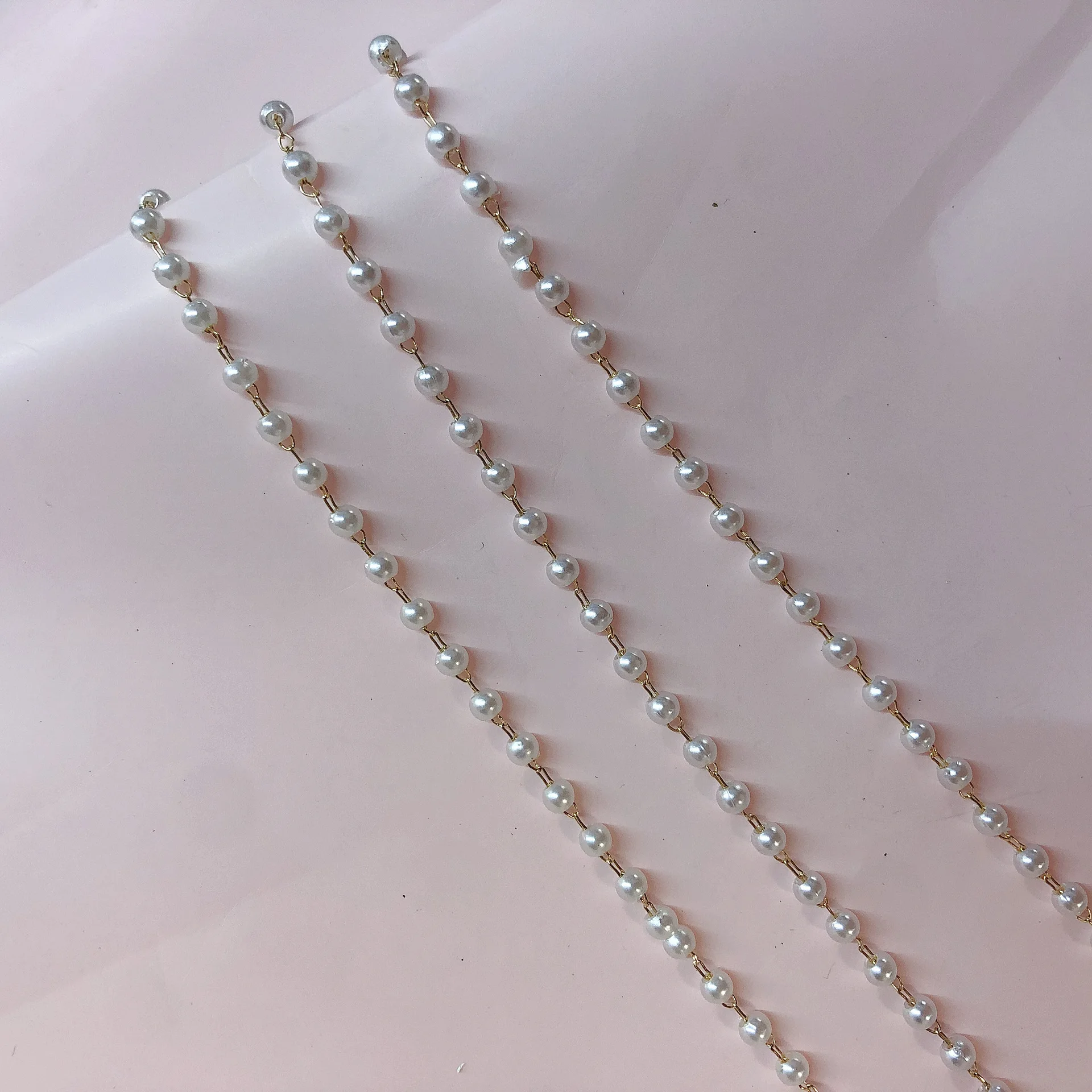 1meter 3-8mm Black Imitation Pearl Beaded Chain DIY Copper Necklace Chains Accessories for Jewelry Making Components Handmade