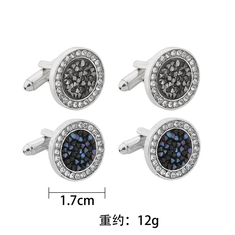 Fashion Man Shirt Cufflinks French Luxury Alloy Cufflink Shirts Button Buckle Simple Round Rhinestones Cuff Nails Gifts for Mens