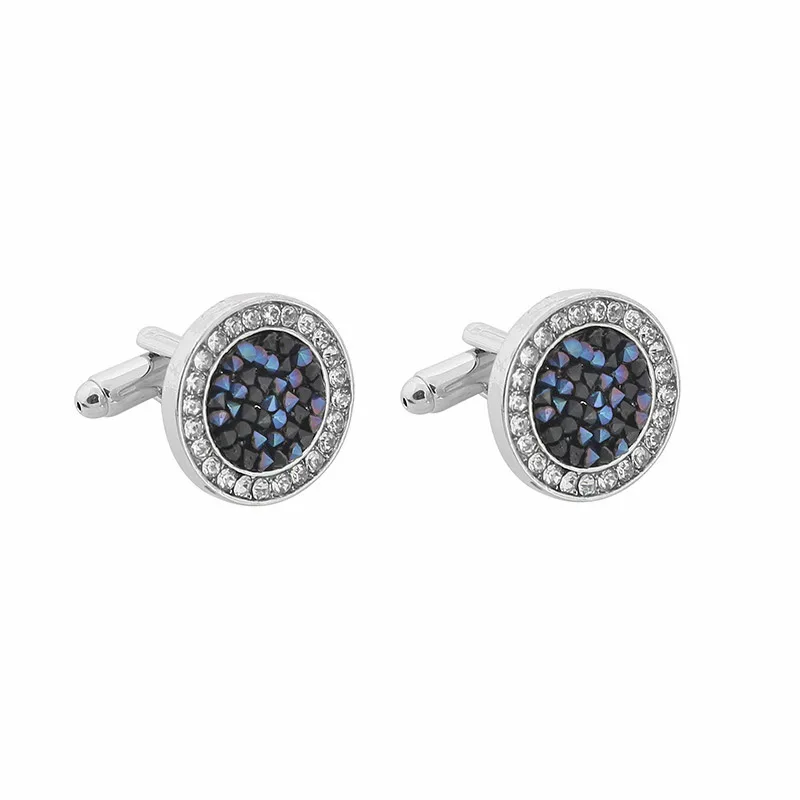Fashion Man Shirt Cufflinks French Luxury Alloy Cufflink Shirts Button Buckle Simple Round Rhinestones Cuff Nails Gifts for Mens
