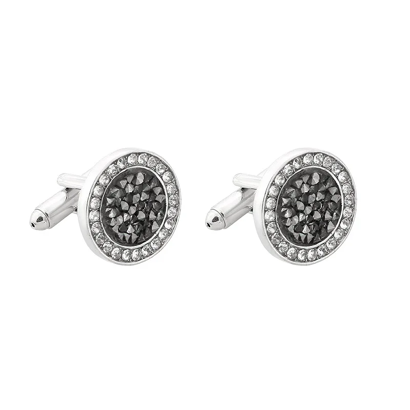 Fashion Man Shirt Cufflinks French Luxury Alloy Cufflink Shirts Button Buckle Simple Round Rhinestones Cuff Nails Gifts for Mens