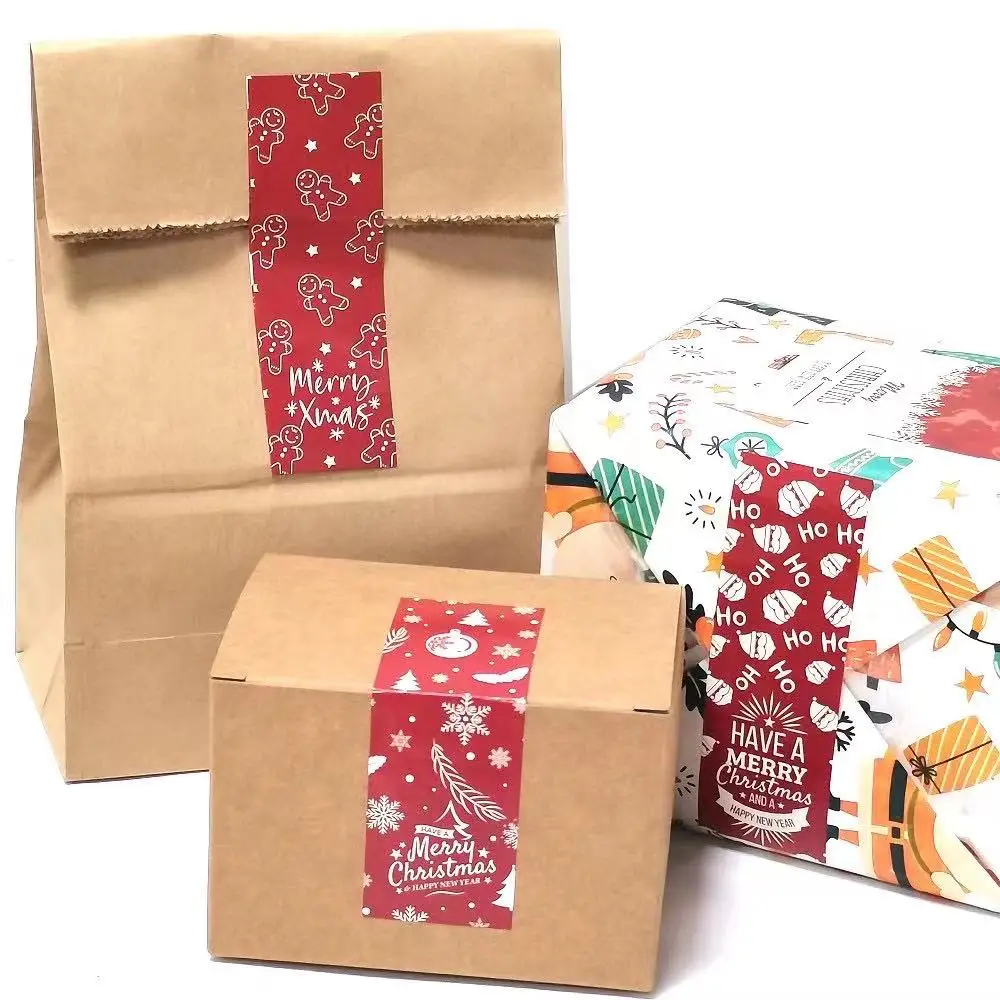30-60Pcs Merry Christmas Stickers 6 Style Animals Snowman Trees Decorative Stickers Wrapping Gift Box Label Christmas Tags