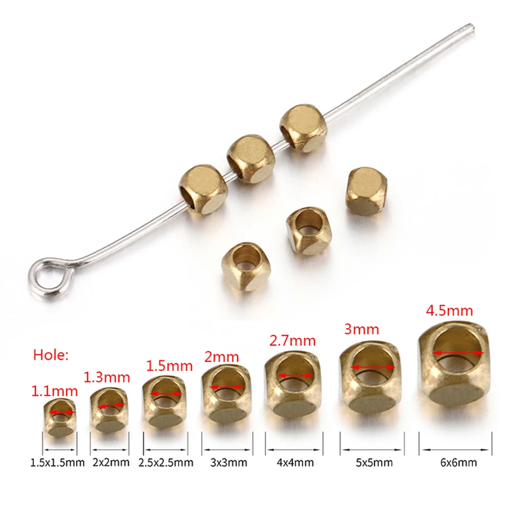 100pcs 1-5mm Brass Cube Square Spacer Beads Loose Charm Bead for DIY Bracelets Necklace Jewelry Making Accessories Wholesale