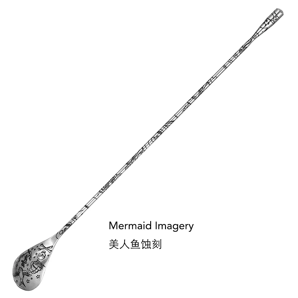 1PCS Stainless Steel Bartender Mixing Spoon Cocktail Stirrers, Spiral Pattern Bar Spoon Stirring Spoon with Long Handle