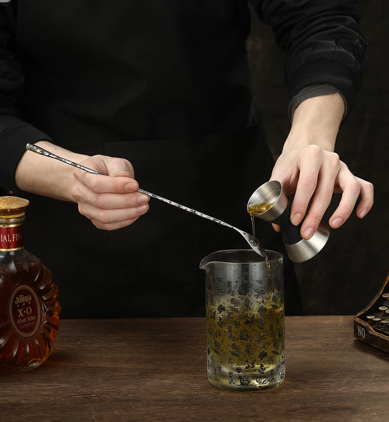 1PCS Stainless Steel Bartender Mixing Spoon Cocktail Stirrers, Spiral Pattern Bar Spoon Stirring Spoon with Long Handle