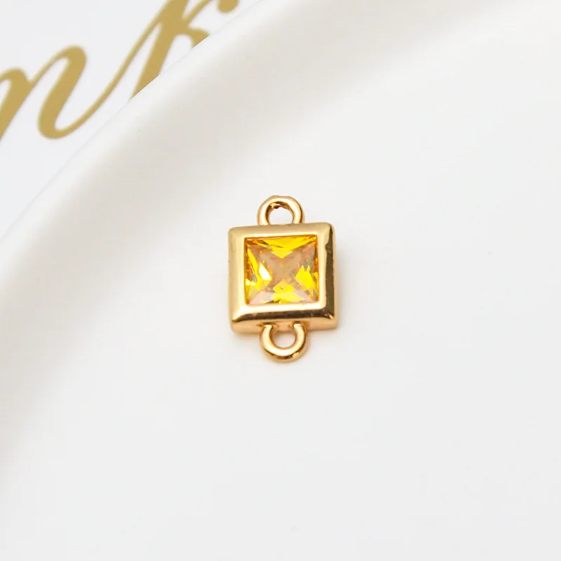 1pcs Diy Jewelry Accessories Copper Inlaid Zircon Square Geometry Double Pendant Earrings Bracelet Material Handmade Charms