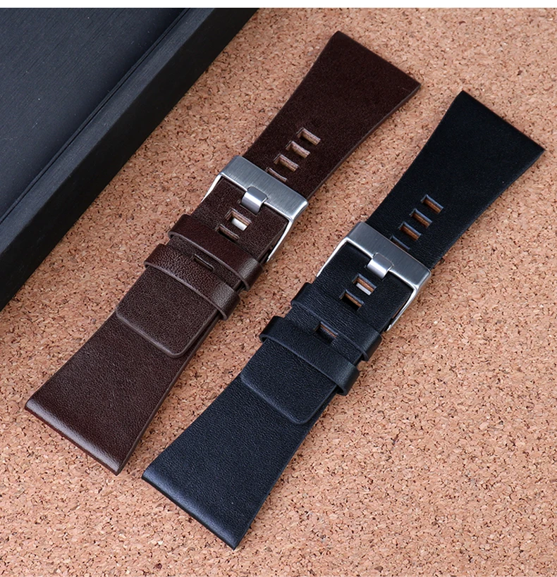 26MM 28MM 30MM 32MM For Diesel Watchbands Men's Wrist Large Size Watch Bands POlice Black Brown Genuine Calf Hide Leather Strap