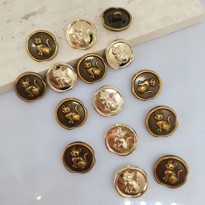 17.5/25MM Cute Vintage Cat Design Metal Buttons Of Clothing Wholesle Fashion Decor High Quality Button For Women Dress Sewing