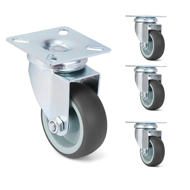 NAIERDI 4/8/12/16PCS TPR Soft Rubber Furniture Wheels 2 inch Casters Heavy Duty Swivel Wheels for Platform Trolley Furniture