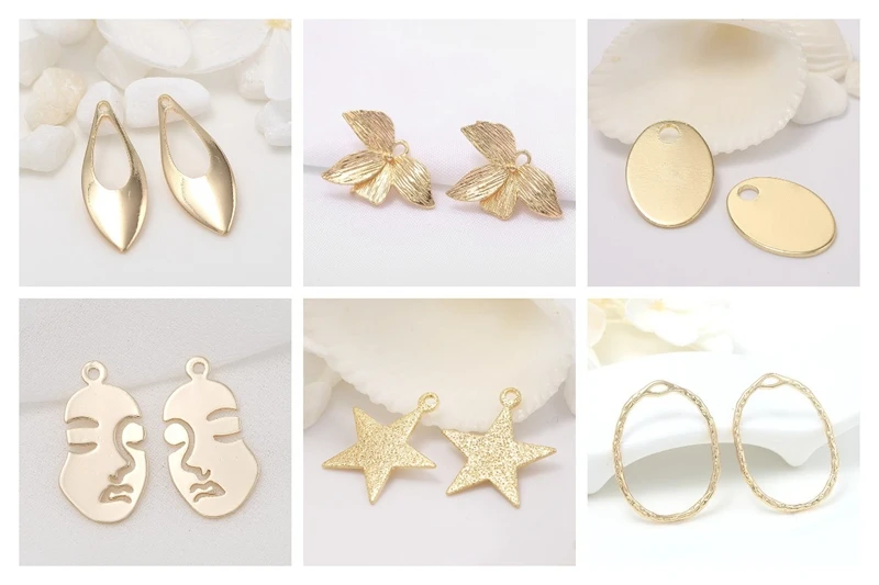 Supplies Of Jewellery 14K gold-plated copper metal inlaid zircon Flowers Pendant For Earrings Necklaces Findings Components