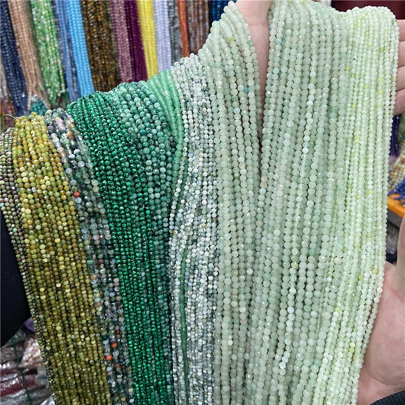 2 3 4 mm 15.5" Small Tiny Green Natural Turquoises Jades Agates Quartz Amazonite Stone Beads Loose Spacer Bead Accessories DIY