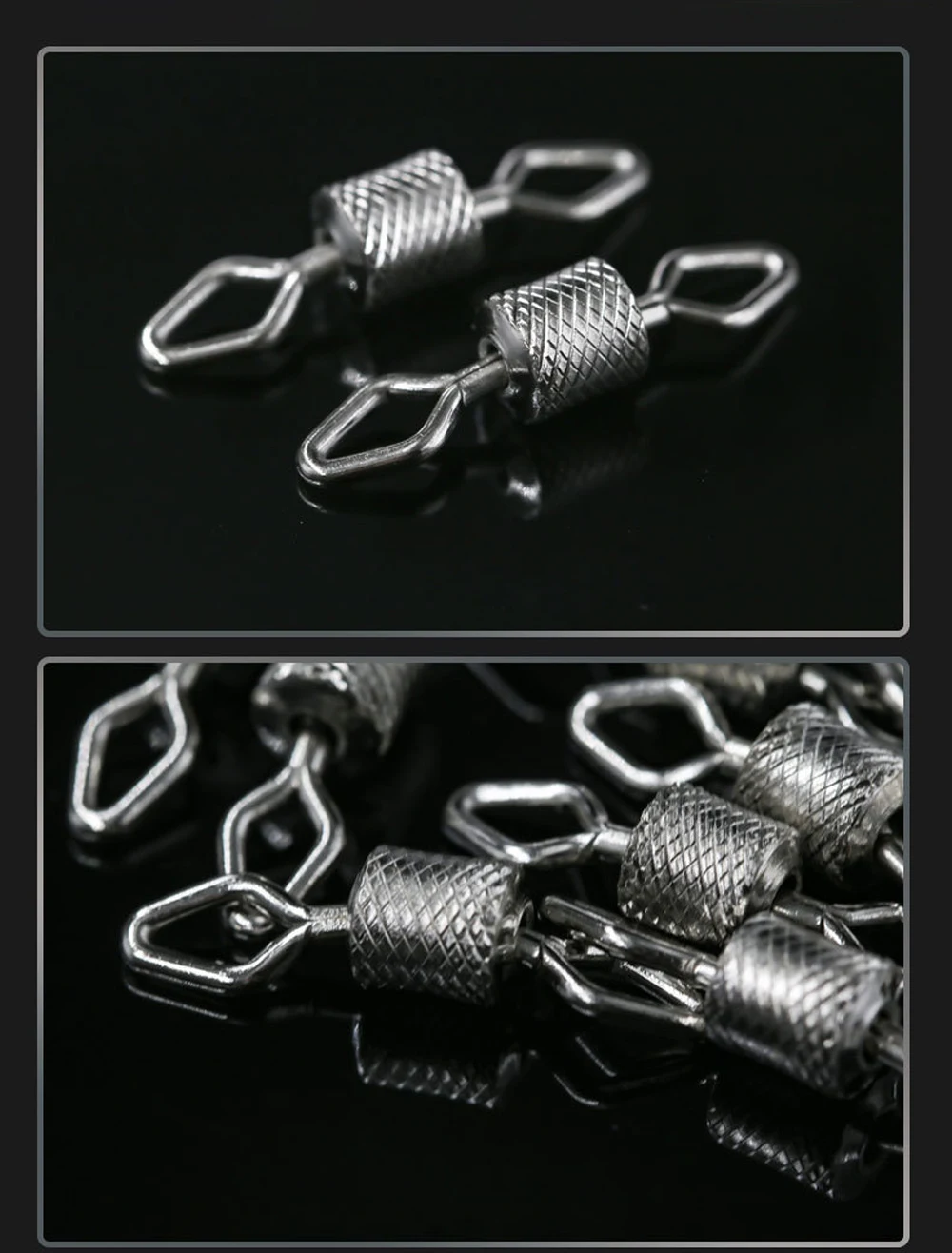 DNDYUJU 50pcs Fishing Connector Diamond Eye Impressed Rolling Swivel 8-Word Ring Connector Swivel Solid Ring For Carp Fishhooks
