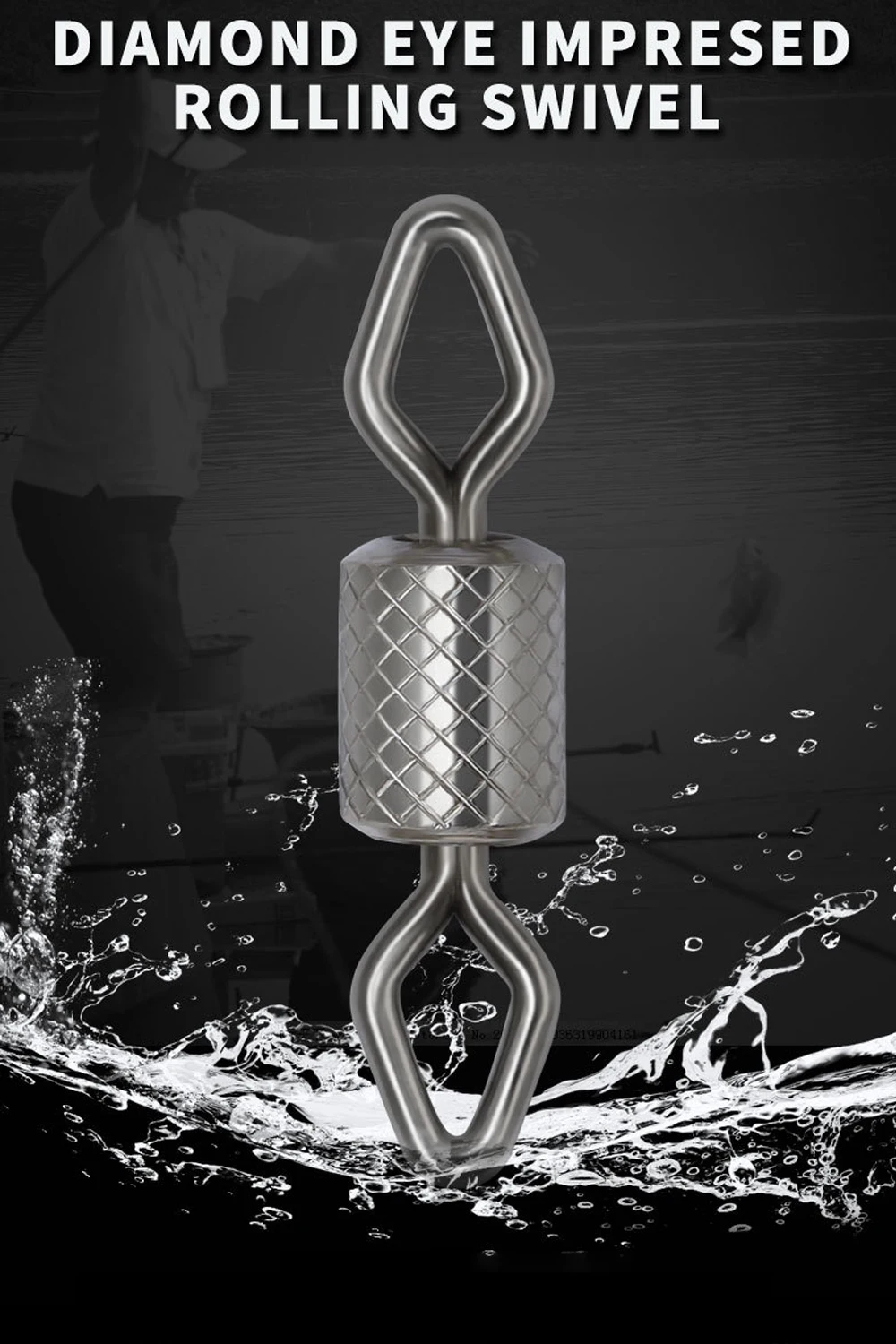 DNDYUJU 50pcs Fishing Connector Diamond Eye Impressed Rolling Swivel 8-Word Ring Connector Swivel Solid Ring For Carp Fishhooks