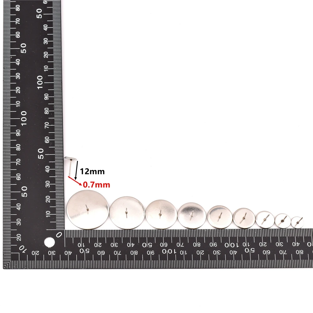 10-20Pcs/Lot 6-25mm Stainless Steel Blank Earring Base Cameo Base Cabochons Bezels Earring Studs Setting for Jewelry Making