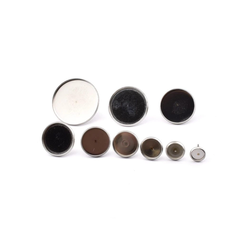 10-20Pcs/Lot 6-25mm Stainless Steel Blank Earring Base Cameo Base Cabochons Bezels Earring Studs Setting for Jewelry Making