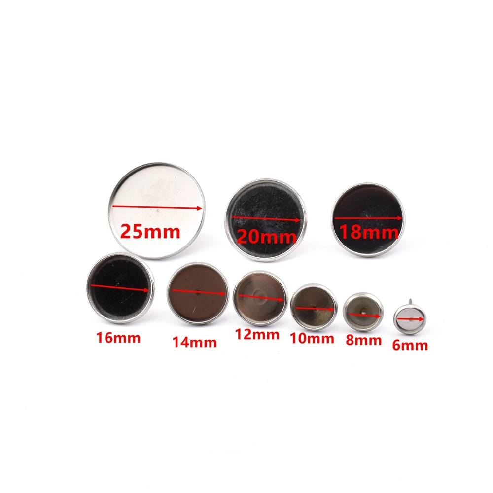 10-20Pcs/Lot 6-25mm Stainless Steel Blank Earring Base Cameo Base Cabochons Bezels Earring Studs Setting for Jewelry Making
