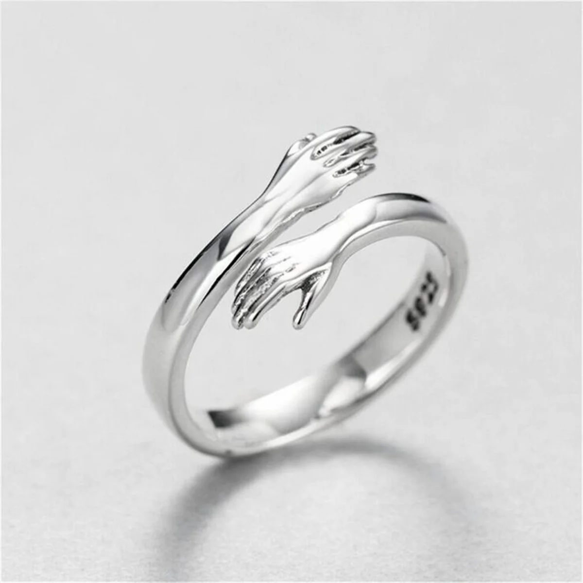 New Romantic Love Hug Carved Hand Rings Creative Love Forever Opening Finger Adjustable Hand Ring For Women Men Fashion Jewelry