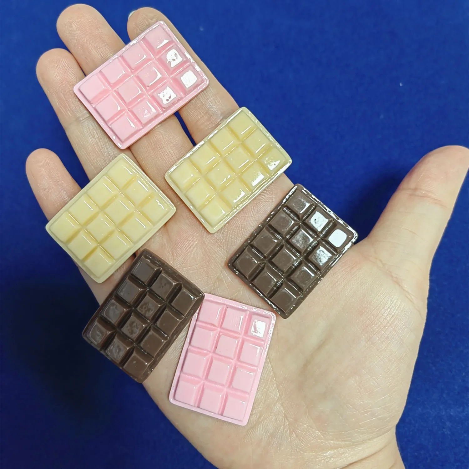 6pcs 25*35 Simulation Chocolate Resin Flatback Cabochon Craft Decoration Miniature Food For DIY Dollhouse Home Decoration