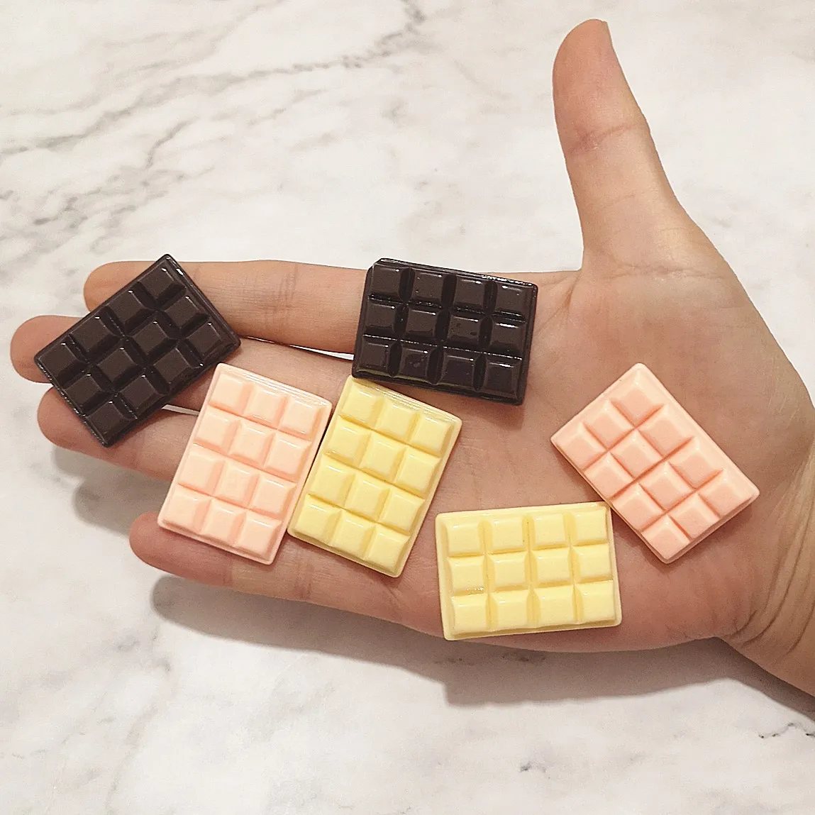 6pcs 25*35 Simulation Chocolate Resin Flatback Cabochon Craft Decoration Miniature Food For DIY Dollhouse Home Decoration