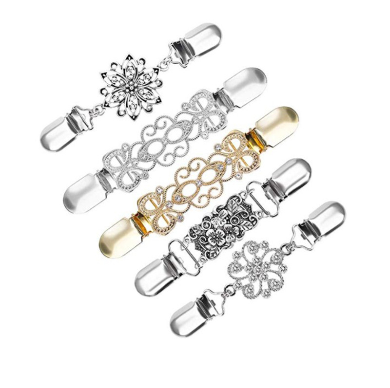 Sweater Cardigan Clip Duck-Mouth Flexible Beaded Pearl Pin Brooch Shawl Shirt Collar Buckles For Clothing Decoration