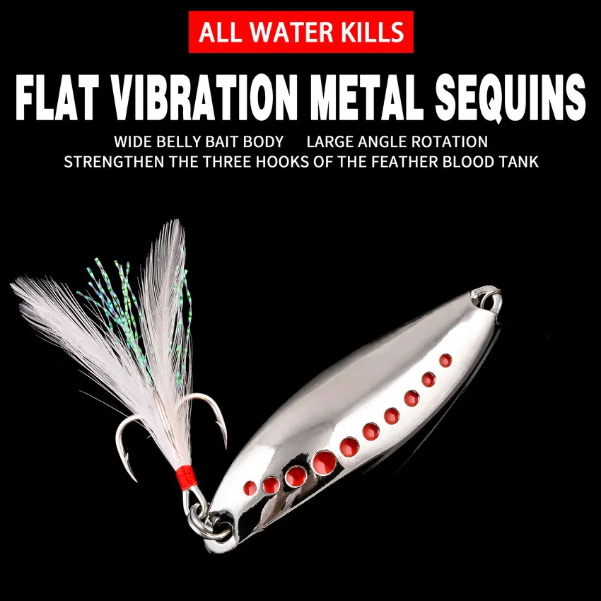 1PCS Metal Spinner Spoon trout Fishing Lure Hard Bait Sequins Noise Paillette Artificial Baits Spinnerbait Fishing Lures Tools