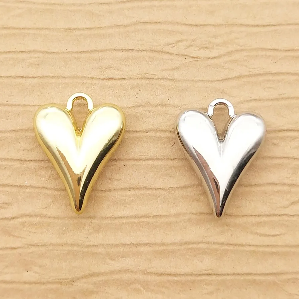 10pcs Heart Charms for Jewelry Making Earring Pendant Bracelet Necklace Diy Accessories