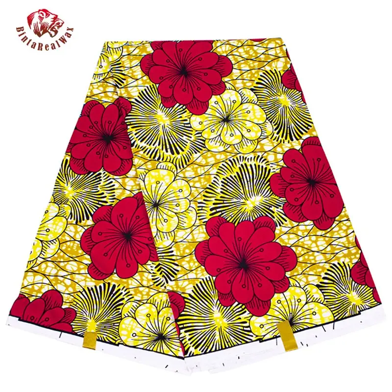 Bintarealwax Wholesale Africa Farbic 2025 Ankara Polyester Sewing Fabric Light Color Material for Women Party Dress FP6390