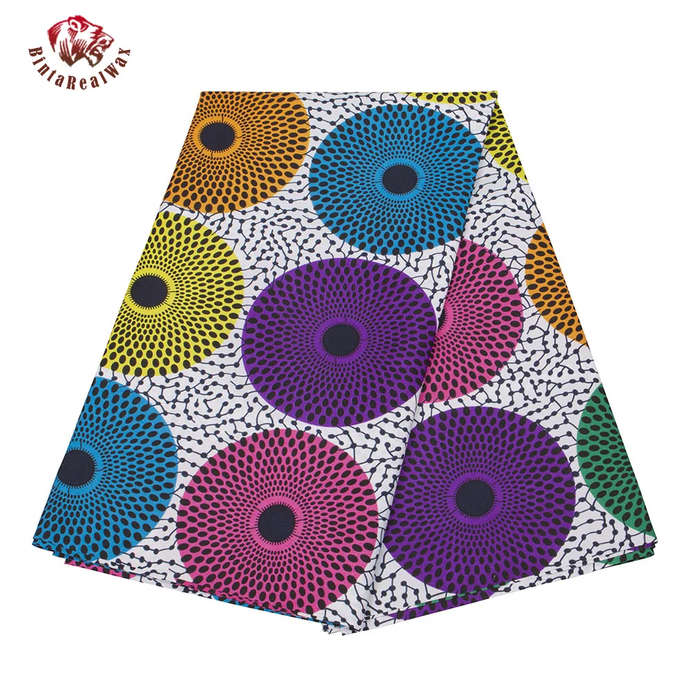 Bintarealwax Wholesale Africa Farbic 2025 Ankara Polyester Sewing Fabric Light Color Material for Women Party Dress FP6390