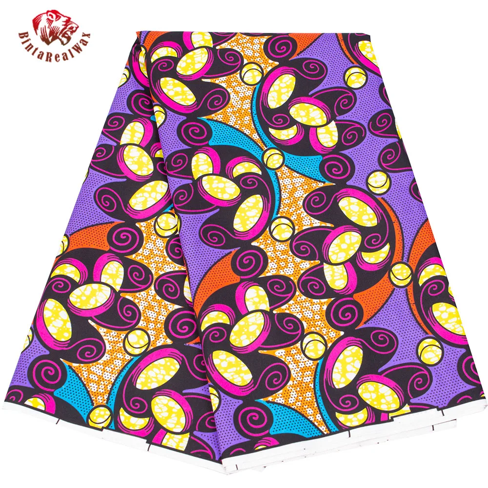 Bintarealwax Wholesale Africa Farbic 2025 Ankara Polyester Sewing Fabric Light Color Material for Women Party Dress FP6390