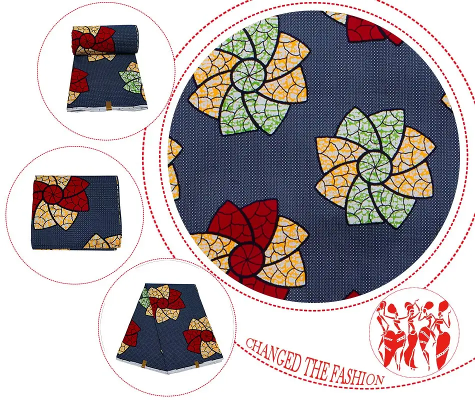 Bintarealwax Wholesale Africa Farbic 2025 Ankara Polyester Sewing Fabric Light Color Material for Women Party Dress FP6390