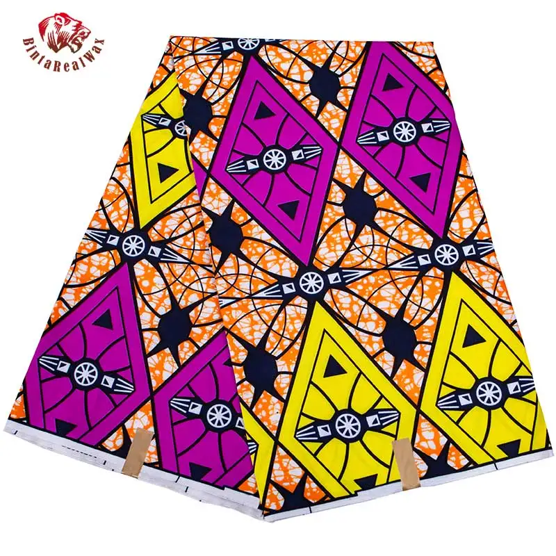 Bintarealwax Wholesale Africa Farbic 2025 Ankara Polyester Sewing Fabric Light Color Material for Women Party Dress FP6390
