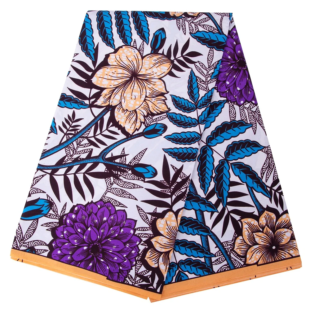 Bintarealwax Wholesale Africa Farbic 2025 Ankara Polyester Sewing Fabric Light Color Material for Women Party Dress FP6390
