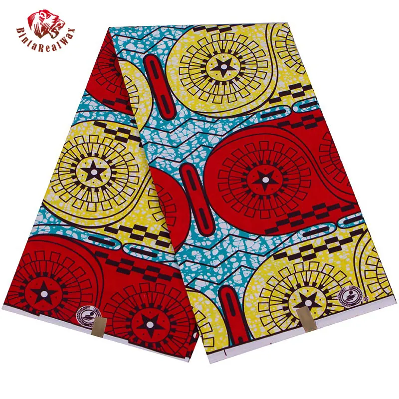 Bintarealwax Wholesale Africa Farbic 2025 Ankara Polyester Sewing Fabric Light Color Material for Women Party Dress FP6390