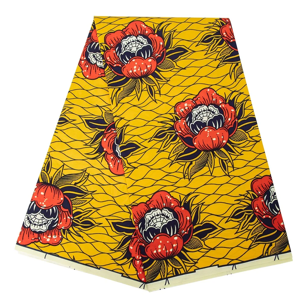 Bintarealwax Wholesale Africa Farbic 2025 Ankara Polyester Sewing Fabric Light Color Material for Women Party Dress FP6390