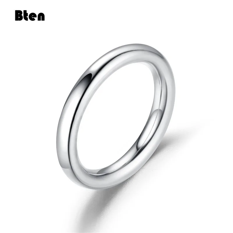 Bten 3mm Thin Rings Female Jewelry Man Black Silver Color Gold Color Stainless Steel Elegant Party Tail Smooth Ring for Women