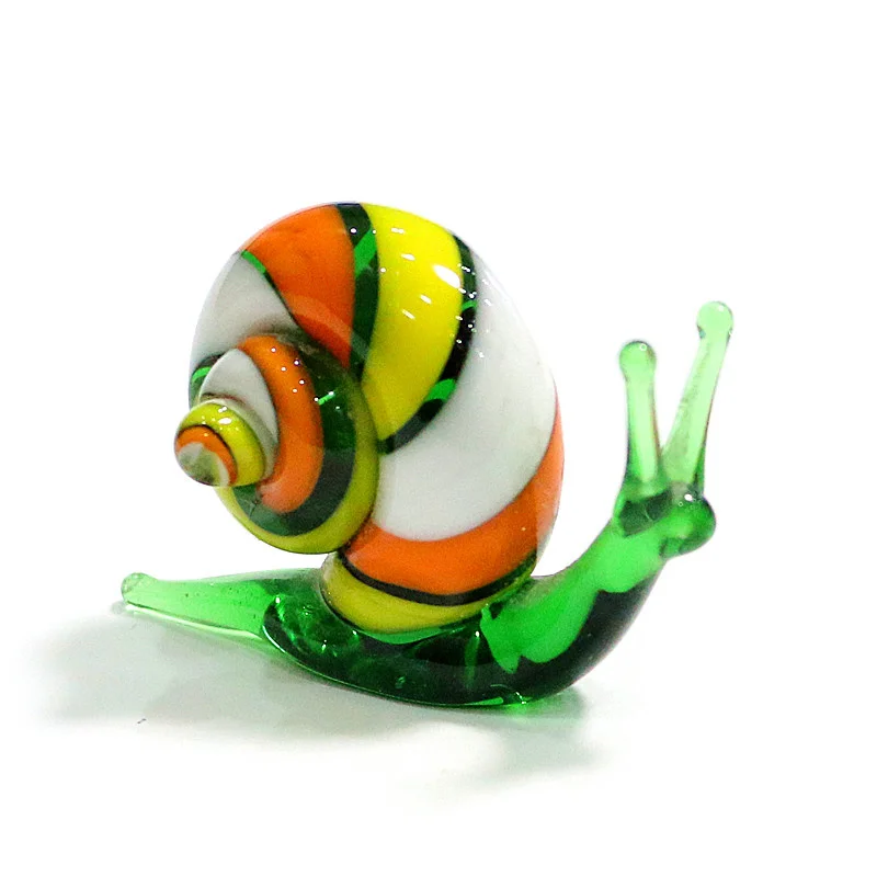 Handmade Murano Glass Snail Miniature Figurines Ornaments Cute Animal Craft Collection Home Tabletop Garden Decor New Year Gifts