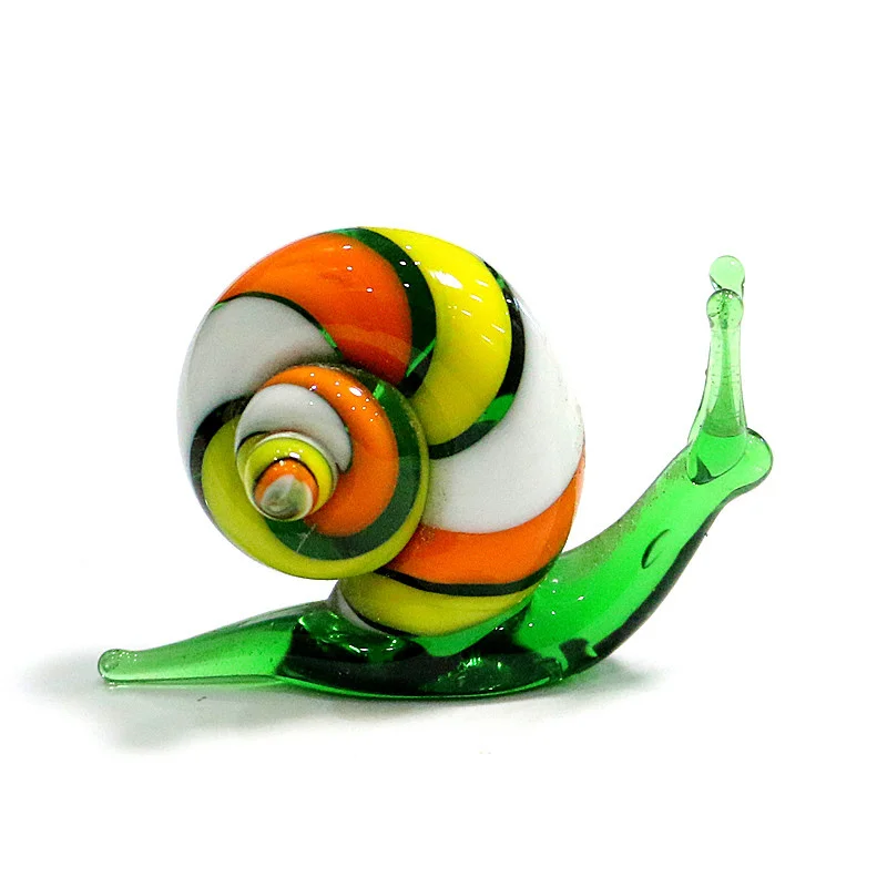 Handmade Murano Glass Snail Miniature Figurines Ornaments Cute Animal Craft Collection Home Tabletop Garden Decor New Year Gifts