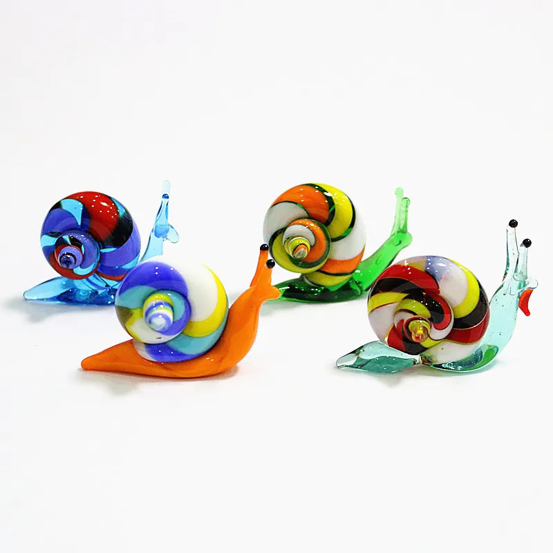 Handmade Murano Glass Snail Miniature Figurines Ornaments Cute Animal Craft Collection Home Tabletop Garden Decor New Year Gifts