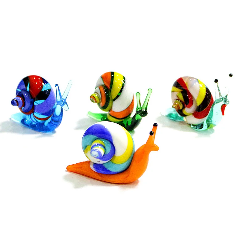 Handmade Murano Glass Snail Miniature Figurines Ornaments Cute Animal Craft Collection Home Tabletop Garden Decor New Year Gifts