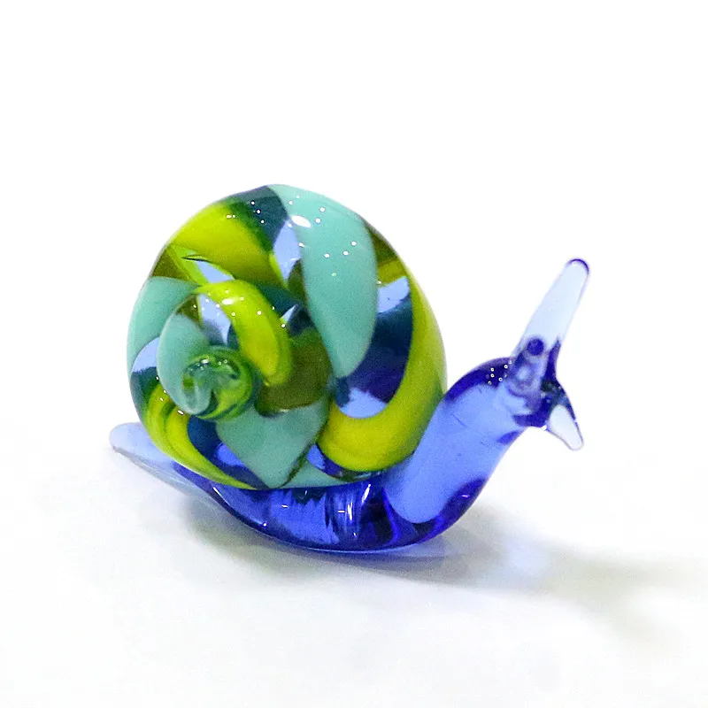 Handmade Murano Glass Snail Miniature Figurines Ornaments Cute Animal Craft Collection Home Tabletop Garden Decor New Year Gifts