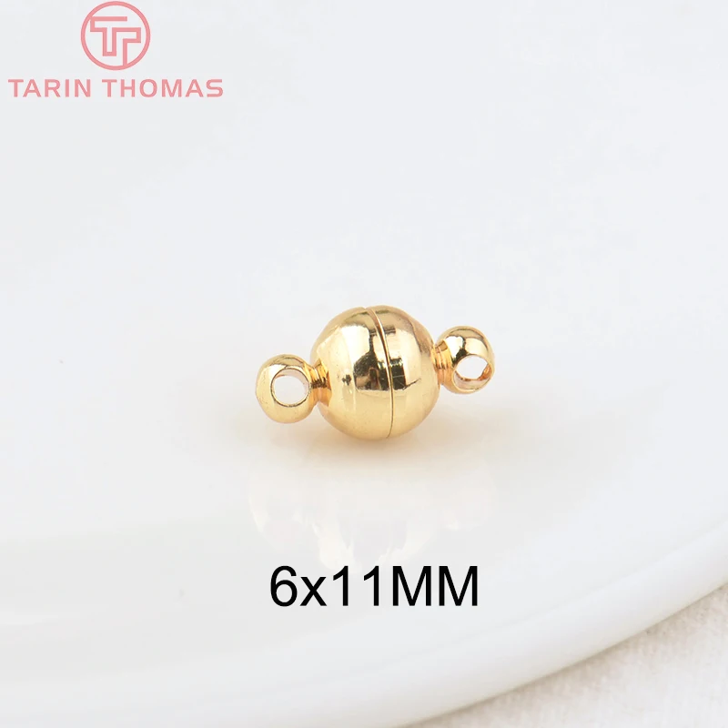 (2829)6 Sets 8x13MM 24K Gold Color Brass Magnetic Bracelet Clasp Beads High Quality for Diy Jewelry Making Findings Accessories
