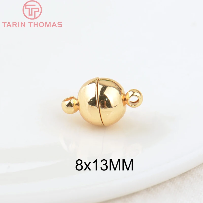 (2829)6 Sets 8x13MM 24K Gold Color Brass Magnetic Bracelet Clasp Beads High Quality for Diy Jewelry Making Findings Accessories