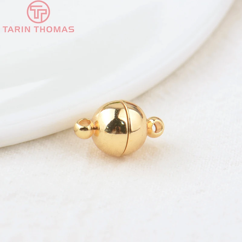 (2829)6 Sets 8x13MM 24K Gold Color Brass Magnetic Bracelet Clasp Beads High Quality for Diy Jewelry Making Findings Accessories
