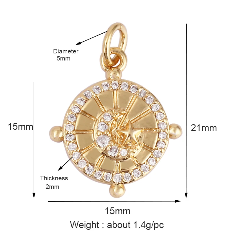 Dandelion Earth Star Heart Hand Cubic Zirconia CZ Paved Charm, 18K Real Gold Plated Colour , Craft Jewelry Supplies L87