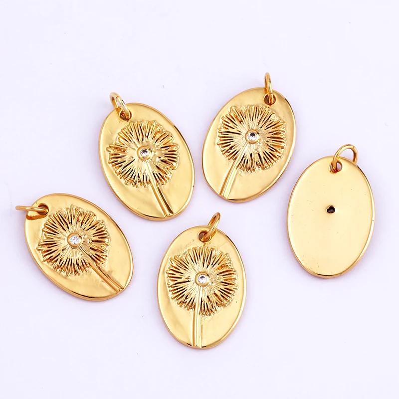 Dandelion Earth Star Heart Hand Cubic Zirconia CZ Paved Charm, 18K Real Gold Plated Colour , Craft Jewelry Supplies L87