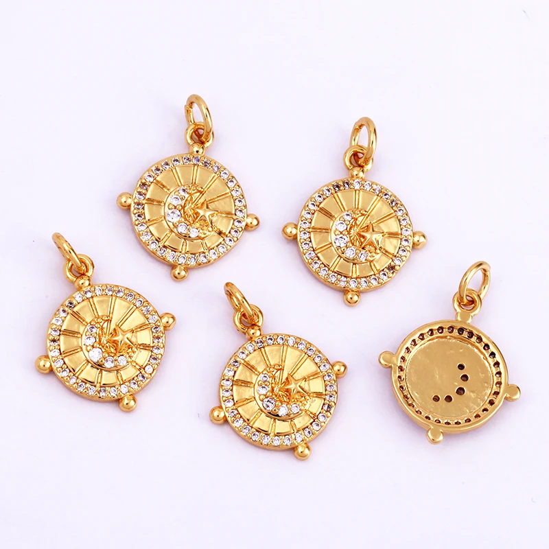 Dandelion Earth Star Heart Hand Cubic Zirconia CZ Paved Charm, 18K Real Gold Plated Colour , Craft Jewelry Supplies L87
