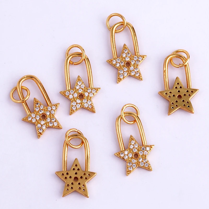 Dandelion Earth Star Heart Hand Cubic Zirconia CZ Paved Charm, 18K Real Gold Plated Colour , Craft Jewelry Supplies L87