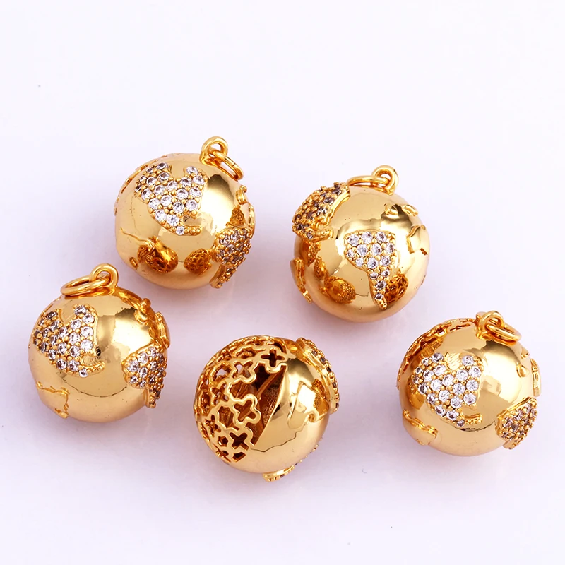 Dandelion Earth Star Heart Hand Cubic Zirconia CZ Paved Charm, 18K Real Gold Plated Colour , Craft Jewelry Supplies L87