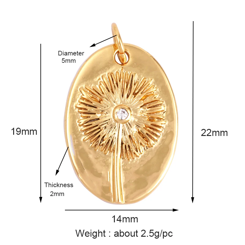 Dandelion Earth Star Heart Hand Cubic Zirconia CZ Paved Charm, 18K Real Gold Plated Colour , Craft Jewelry Supplies L87