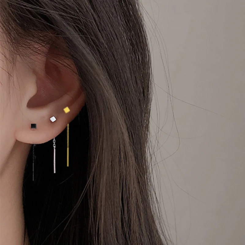 Minimalist Long Tassel Drop Earrings For Women Gold Color Geometric Water Drop Hanging Ear Line Party Jewelry Pendientes