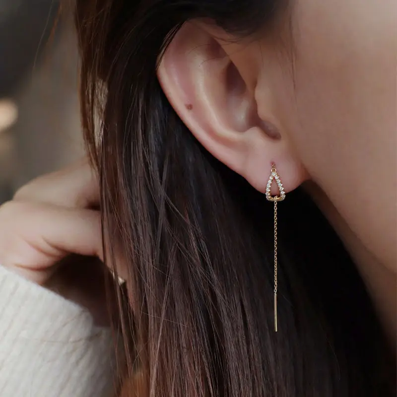 Minimalist Long Tassel Drop Earrings For Women Gold Color Geometric Water Drop Hanging Ear Line Party Jewelry Pendientes